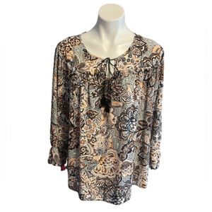 Zac & Rachel Women’s Bohemian Multi-Color Floral Tunic Blouse